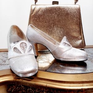 Vintage 60s 70s silver metallic heels glam disco